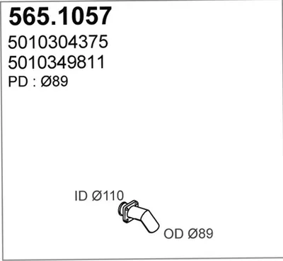 Tubo de escape ASSO 565.1057