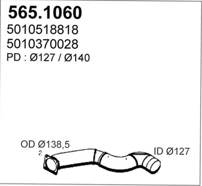 Tubo de escape ASSO 565.1060