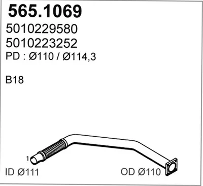 Tubo de escape ASSO 565.1069