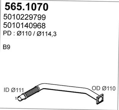 Tubo de escape ASSO 565.1070