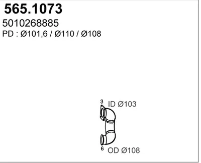 Tubo de escape ASSO 565.1073
