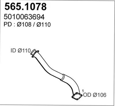 Tubo de escape ASSO 565.1078