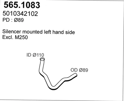 Tubo de escape ASSO 565.1083