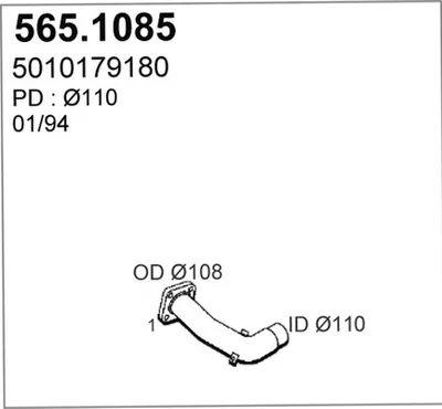 Tubo de escape ASSO 565.1085