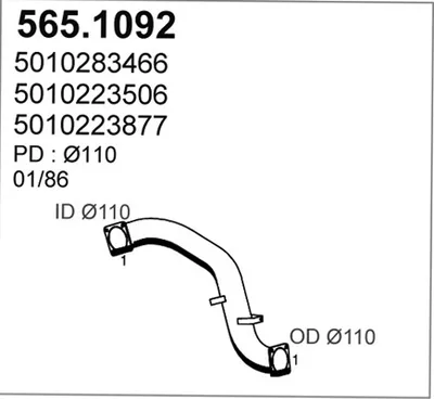 Tubo de escape ASSO 565.1092