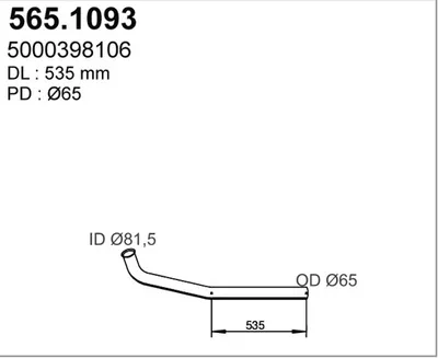 Tubo de escape Renault Trucks MESSENGER Van · Renault Trucks MESSENGER Platform/Chassis · Renault Trucks MESSENGER Truck Tractor