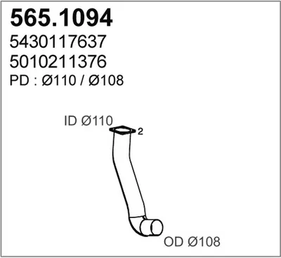 Tubo de escape ASSO 565.1094