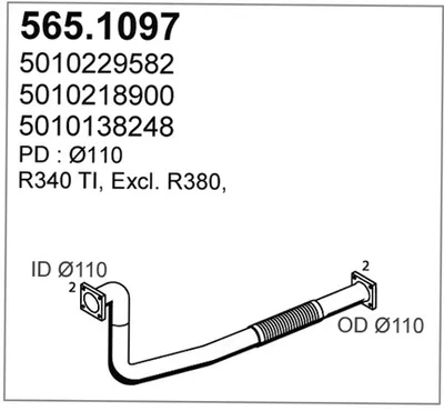 Tubo de escape ASSO 565.1097