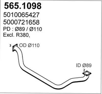 Tubo de escape ASSO 565.1098