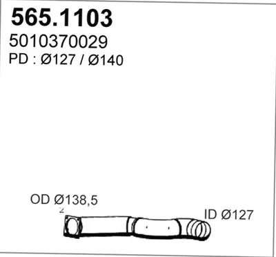 Tubo de escape ASSO 565.1103
