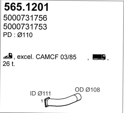 Tubo de escape ASSO 565.1201