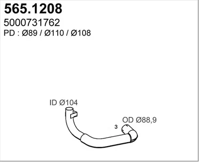 Tubo de escape ASSO 565.1208