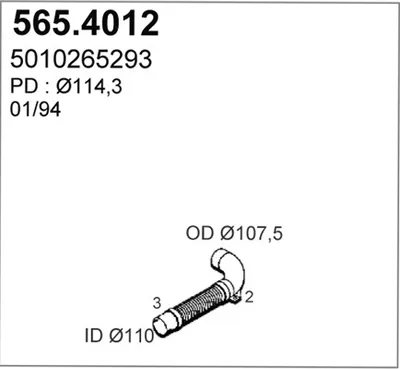 Unión flexible, escape ASSO 565.4012