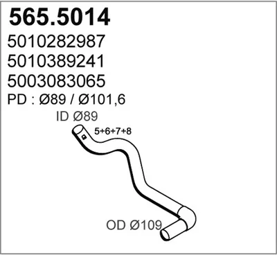 Tubo de escape ASSO 565.5014