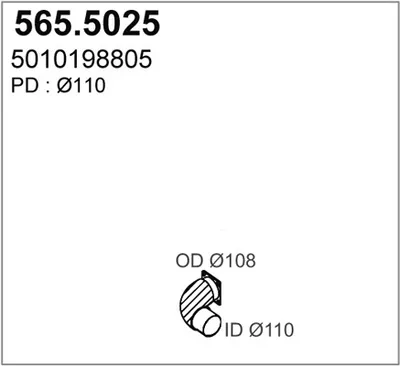 Tubo de escape ASSO 565.5025