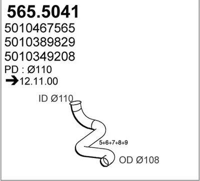 Tubo de escape ASSO 565.5041