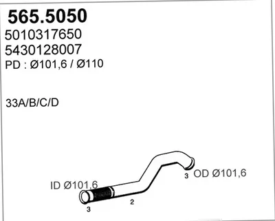 Tubo de escape ASSO 565.5050