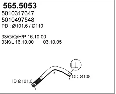 Tubo de escape ASSO 565.5053
