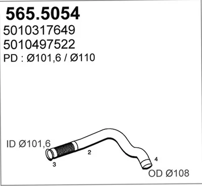 Tubo de escape ASSO 565.5054