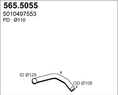 Tubo de escape ASSO 565.5055