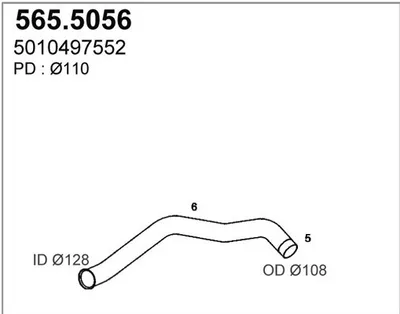 Tubo de escape ASSO 565.5056
