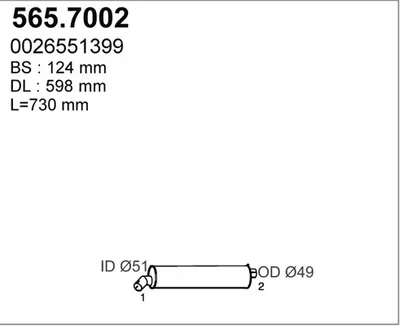 Silenciador central/posterior ASSO 565.7002