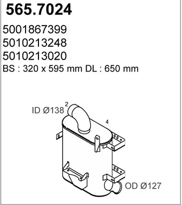Silenciador central/posterior ASSO 565.7024