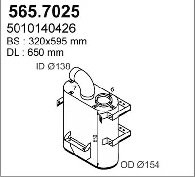 Silenciador central/posterior ASSO 565.7025