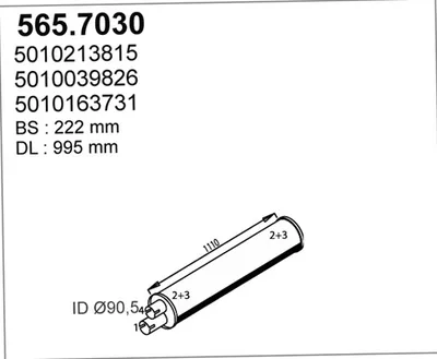 Silenciador central/posterior ASSO 565.7030