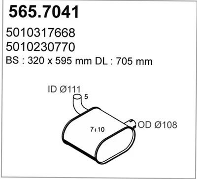 Silenciador central/posterior ASSO 565.7041
