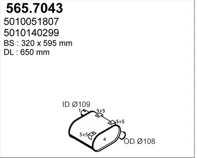 Silenciador central/posterior ASSO 565.7043