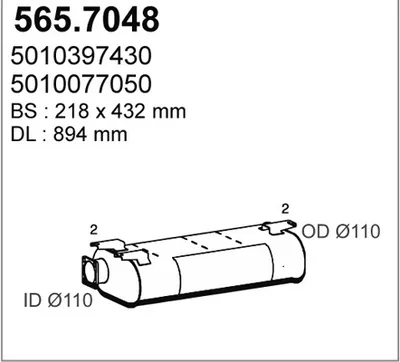 Silenciador central/posterior ASSO 565.7048
