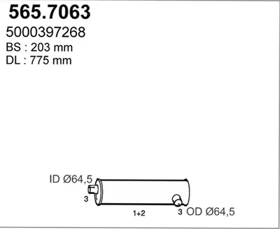 Silenciador central/posterior Renault Trucks MESSENGER Van · Renault Trucks MESSENGER Platform/Chassis · Renault Trucks MESSENGER Truck Tractor