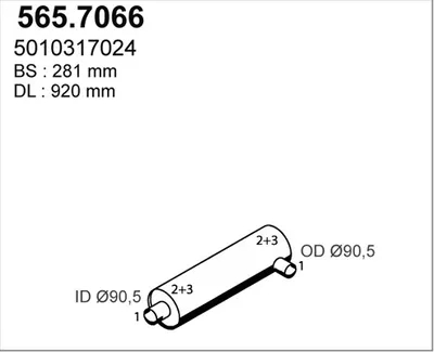 Silenciador central/posterior ASSO 565.7066