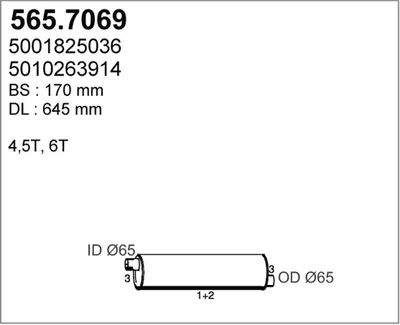 Silenciador central/posterior ASSO 565.7069