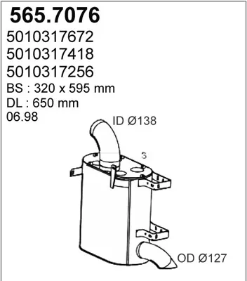 Silenciador central/posterior ASSO 565.7076