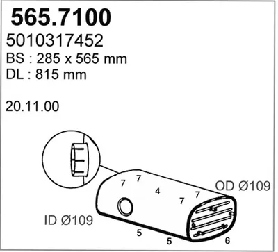 Silenciador central/posterior ASSO 565.7100