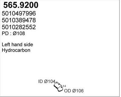 Tubo de escape ASSO 565.9200