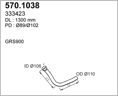 Tubo de escape ASSO 570.1038