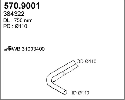 Tubo de escape ASSO 570.9001
