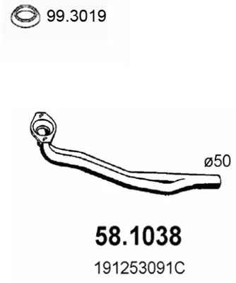 Tubo de escape Vw JETTA I · Vw GOLF I · Vw GOLF II