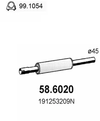 silenciador del medio Vw GOLF II · Vw JETTA II · Vw GOLF II Van