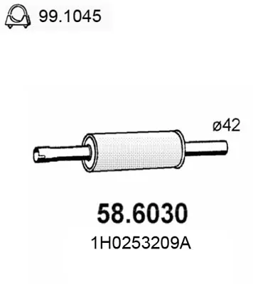 silenciador del medio Vw GOLF III Cabriolet · Vw GOLF III · Vw GOLF III Variant