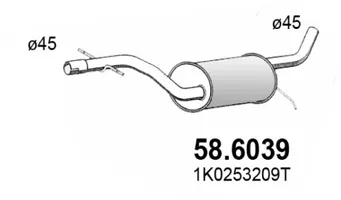 silenciador del medio Vw GOLF V · Vw GOLF PLUS V