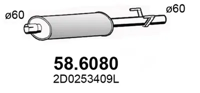 silenciador del medio Vw LT 28-35 II Bus · Vw LT 28-46 II Van · Vw LT 28-46 II Platform/Chassis