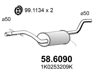 silenciador del medio Skoda OCTAVIA II · Skoda OCTAVIA II Combi · Vw JETTA III