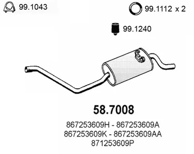 Silenciador posterior Vw POLO II · Vw POLO Coupe · Vw POLO Hatchback Van