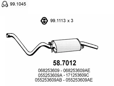 Silenciador posterior Vw SCIROCCO · Vw GOLF I Cabriolet · Vw GOLF I