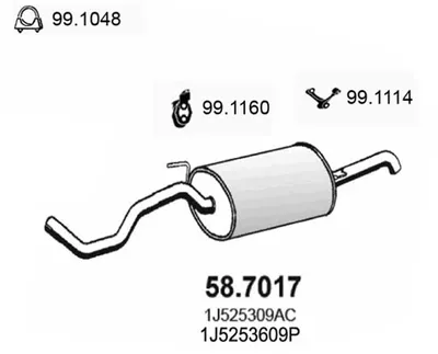 Silenciador posterior Seat TOLEDO II · Skoda OCTAVIA I · Skoda OCTAVIA I Combi