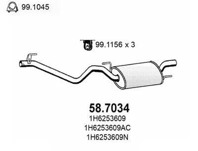 Silenciador posterior Vw GOLF III Cabriolet · Vw GOLF III · Vw GOLF IV Cabriolet